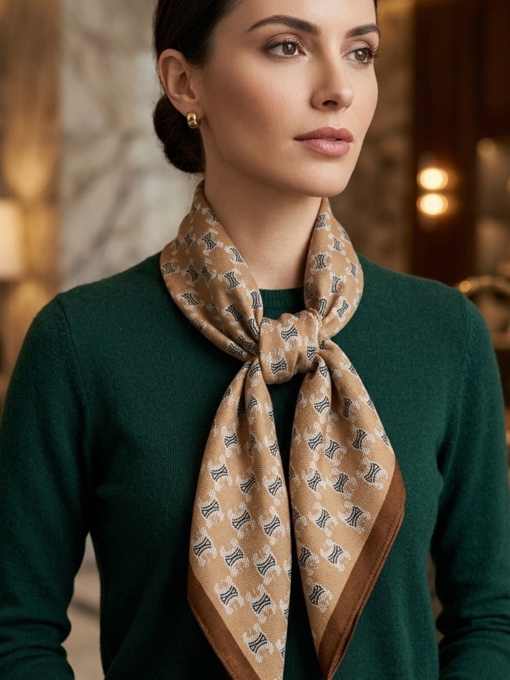 CELINE Patterned Logo Scarf